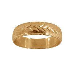 Cast from an antique Art Deco band from the early 1920's, our Wide Wheat Band is a timeless staple of our collection. The wheat pattern has lovely meaning behind it, symbolizing wealth, prosperity, and abundance. Extremely classic and comfortable, this ring is fantastic for anyone looking for a bold ring to wear on it's own and makes a fantastic partner to our delicate Wheat Band. Available in sterling silver, 14k gold or platinum 6 mm wide flat style band Available in any size Because our rings Heirloom Ring With Thick Decorative Band, Classic Yellow Gold Band With Intricate Design, Heirloom Engraved Ring With Decorative Wide Band, Heirloom Rings With Decorative Round Band, Ceremonial Yellow Gold Engraved Ring With Decorative Band, Heirloom Rings With Decorative Band, Heirloom Engraved Ring With Decorative Band For Ceremonial Occasions, Heirloom Ceremonial Engraved Ring With Decorative Band, Ceremonial Engraved Ring With Decorative 14k Gold Band