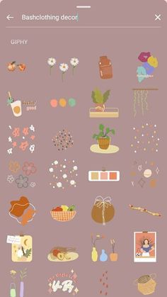 a bunch of stickers that are on top of a pink background with the words happy birthday