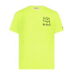 Man fluo yellow t-shirtKing of the beach embroideryShort sleevesSt. Barth embroidery on sleeveRound necklineRegular fitComposition:100% Cotton Yellow Crew Neck T-shirt For Beach, Yellow Short Sleeve T-shirt For Beach, Yellow Crew Neck Beach T-shirt, Beach Embroidery, Fendi Wallet On Chain, Saint Barth, Yellow T Shirt, St Barth, Valentino Bags