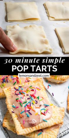 homemade pop tarts with sprinkles on top and in the middle, ready to be baked