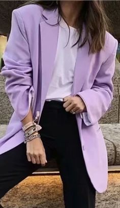 $69.90 - Purple pastel long sleeve blazer for elegant ladies and feminine women. Trendy Winter Blazer, Trendy Purple Outerwear For Work, Classic Purple Outerwear For Spring, Classic Purple Spring Outerwear, Purple Casual Blazer For Fall, Casual Purple Blazer For Fall, Casual Purple Blazer For Winter, Spring Trendy Blazer, Trendy Purple Blazer For Work