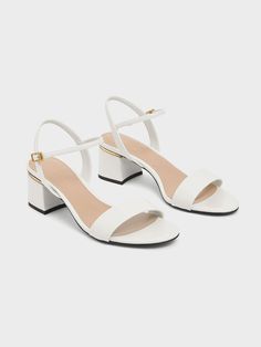 White Low Heel Sandals, Bridesmaid Shoes For Long Dresses, White Block Heel Sandals, Graduation Shoes, White Block Heels, Semi Dresses, Dr Shoes, Slim Aarons, Ankle Strap Block Heel