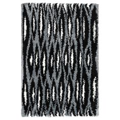 an abstract black and white rug on a white background