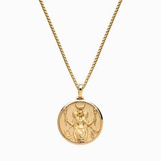 Hecate Goddess, Goddess Necklace, Moon Studs, Necklace Box, Solid Gold Jewelry, Coin Necklace, Coin Pendant, Gold Coins, Box Chain