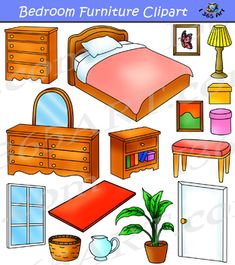 the bedroom furniture clipart is shown here