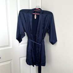 Nightgown Robes, Size L Color Dark Blue Elegant Blue Sleepwear For Sleepover, Blue Summer Sleepwear For Wedding Night, Blue Satin Nightgown For Wedding Night, Elegant Blue Sleepwear For Bedtime, Victoria's Secret Satin Sleepwear For Loungewear, Elegant Blue Sleepwear, Victoria's Secret Blue Sleepwear For Sleepovers, Victoria's Secret Blue Sleepwear For Night, Elegant Blue Robe For Wedding Night