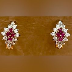 I Have A Pair Of Gold Over Stamped 925 Silver Ruby And Cz Earrings. Never Worn. Very Beautiful! Backs Are Hypoallergenic See Photos Comes In Gift Box. Make An Offer!! Cz Earrings, Cz Stone, Earrings Gold, Lady In Red, Gold Earrings, 925 Silver, Red White, Red And White, Ruby