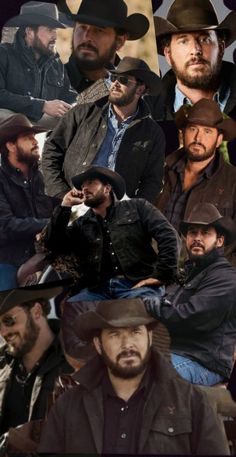 many different pictures of men with hats and beards in the same photo, including one man