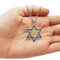 Sterling Silver Star of David & Gold Ani L'dodi Hebrew | Etsy Israel Song Of Songs, Men's Gifts, Star Of David Necklace, Judaica Jewelry, Hamsa Jewelry, Jewish Men, Jewish Jewelry, Yellow Gold Jewelry, White Gold Jewelry