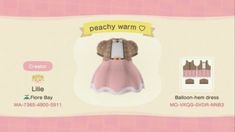 an animal crossing character is wearing a pink dress