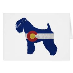 a greeting card with the flag of colorado and a dog's silhouette on it