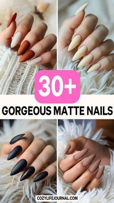 Simple Fall Nails Matte, Matte Bridal Nails, Spring Matte Nails 2024, Nails 2024 Matte, Matte Almond Nails Design, Matte Nails With Glossy Design, Matte Dip Nails, Matte Neutral Nails, Trendy Nail Designs Unique