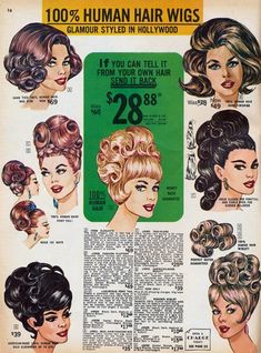 1960s Haircut, 1960's Fashion, Retro Hair, Pin Curls, 100 Human Hair Wigs, Retro Waves, Vintage Makeup