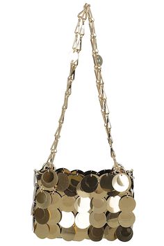 Shoulder Bag from Paco RabanneComposition: 100% Polyester | Paco Rabanne Women's Sparkle Nano in Light Gold | SS24 Paco Rabanne Jewelry, Paco Rabanne Earrings, 1million Paco Rabanne, Paco Rabanne Chainmail, Paco Rabanne 1969 Bag, Gold Models, Paco Rabanne, Luxury Boutique, Bottega Veneta