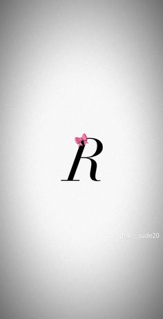 the letter r is made up of black letters and a pink flower on top of it