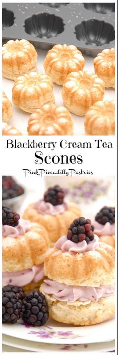 blueberry cream tea scones on a plate with berries