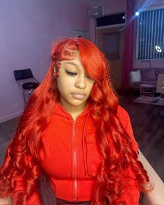 Dark Skin Blonde Hair, Red Weave Hairstyles, Lace Wigs Styles, Braided Hairstyles For Black Women Cornrows, Glamour Hair, Frontal Wig Hairstyles, Red Wig, Curly Weave Hairstyles, Quick Weave Hairstyles