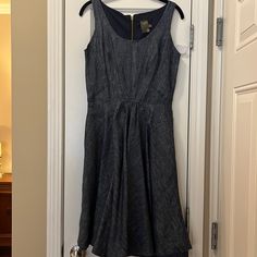 Denim Sleeveless Dress. Size 4. The Bottom Of The Dress Has A Bias Cut. Medium Wash Color And Soft Fabric. Fitted Sleeveless Denim Dress For Casual Wear, Sleeveless Cotton Denim Dress, Spring Sleeveless Denim Dress For Casual Wear, Chic Dark Wash Sleeveless Dress, Elegant Sleeveless Denim Dress, Fitted Sleeveless Dark Wash Dress, Elegant Sleeveless Denim Dress For Summer, Elegant Sleeveless Summer Denim Dress, Chic Sleeveless Dark Wash Dress