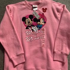 -Brand New With Tags -Size 7/8 Cute Minnie Mouse Crew Neck Sweatshirt, Casual Minnie Mouse Long Sleeve Sweatshirt, Casual Long Sleeve Minnie Mouse Sweatshirt, Cute Minnie Mouse Tops For Disney Trips, Disney Minnie Mouse Long Sleeve Tops, Cute Minnie Mouse Top For Disney Trips, Pink Disney Top For Disney Trips, Playful Long Sleeve Minnie Mouse Top, Pink Long Sleeve Minnie Mouse Top