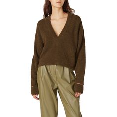 Dark green knit (89% Alpaca, 11% Polyamide). Sweater. Long sleeves. V-neckline. Pull on styling. 21" from shoulder to hemline. Imported. Rent The Runway, Closet Designs, Alpaca Wool, Green Sweater, V Neck Sweater, Vneck Sweater, Neck Sweater, Alpaca, Dark Green