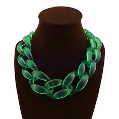 Beautifully this handcrafted luxurious extra-large chunky chain necklace is transparent green. Versatile with almost anything, add this modern chunky chain necklace to modernize any outfit. Collar Verde, Oversized Necklace, Clear Necklace, Chunky Choker, Statement Bib Necklace, Chunky Chain Necklaces, Statement Choker Necklace, Necklace Green, Statement Necklaces