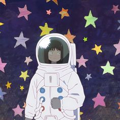 an astronaut with stars in the background