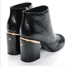 Really Want These Booties Or Something Similar! Luxury Patent Leather Heeled Boots For Evening, Luxury Heeled Boots With Sculpted Heel For Evening, Luxury Evening Heeled Boots With Block Heel, Luxury Evening Heeled Boots For Fall, Luxury Patent Leather Boots For Evening, Luxury Black Heeled Boots For Formal Occasions, Elegant Evening Boots With Block Heel, Luxury Heels For Evening In Fall, Elegant Patent Leather Boots With Block Heel