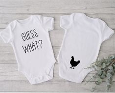 Guess What? Chicken Butt Funny Bodysuit  Short Sleeve or Long Sleeve available! These are Gerber brand which tend to run small or shrink.  Machine wash inside out, do not iron on design. **Due to the holidays and pandemic, shipments are very delayed. Please allow extra time for delivery. Priority mail is available, but is not a guarantee. Bodysuit Short Sleeve, Fun Baby Announcement, Baby Room Themes, Thanksgiving Baby, Baby Shopping, First Thanksgiving, Baby Planning, Body Suit With Shorts, Funny Baby Onesies