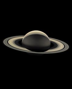 saturn and its rings in the dark sky