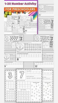 the number 1 - 20 worksheet for preschoolers to practice numbers and counting