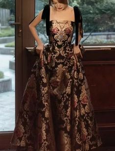 Satin Floral French Styles Sleeveless Evening Dress · KoKo Fashion · Online Store Powered by Storenvy Glam Life, Exquisite Gowns, Satin Evening Dresses, The Hive, Alt Fashion, Dress Satin, Ball Gown Dresses, Online Fashion Stores, Floral Motifs