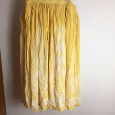 Maxi Length Skirt. Beautiful Sun Glow Color With Bohemian Pattern. Waist 20” In Waist To Hem 34” Yellow Summer Maxi Skirt With Elastic Waistband, Summer Yellow Flowy Maxi Skirt, Yellow Bohemian Maxi Skirt For Summer, Yellow Flowy Maxi Skirt For Summer, Yellow Bohemian Skirt For Summer, Casual Yellow Maxi Skirt For Vacation, Yellow Bohemian Summer Skirt, Yellow Long Skirt For Summer, Yellow Long Skirt For Vacation