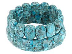 Southwest Style By JTV™ Custom 18x13mm Rectangular and 18x13mm Pillow Shape Turquoise, 2 Stretch Bracelet Set. Each Measure Approximately .71"W. No Closure Jewelry Clasps, Southwest Style, Broken Chain, Pearl Strands, Turquoise Gemstone, Turquoise Jewelry, Stretch Bracelets, Bracelet Set, Metal Jewelry