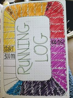 a notebook with the words running on it