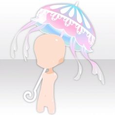 a person holding an umbrella with the shape of a jellyfish on it's head