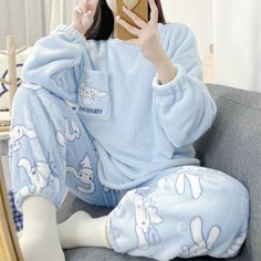 Cozy Sanrio Pajama Sets – Luxandluxy Warm Pajamas, Flannel Pajama Sets, Winter Pajamas, Cute Pajamas, Flannel Pajamas, Bedtime Routine, Loungewear Set, Pajama Set Women