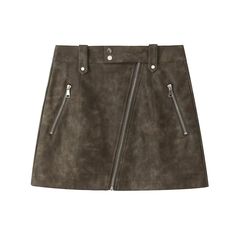 Olivia Mark - High-Waisted Leather Skirt with Diagonal Zipper Closure High Waisted Leather Skirt, Satin Mini Skirt, White Midi Skirt, Zipper Dress, Casual Outerwear, Elegant Dresses Long, Leather Pattern, Straight Skirt, Dress Zipper