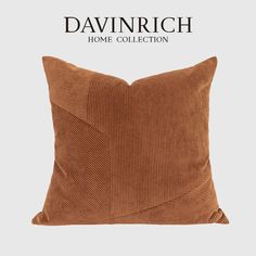 a brown pillow with the words,'davinrich home collection'on it