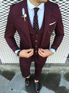 Men's Premium Burgundy Three Piece Men's Suit for Wedding, Engagement, Prom, Groom wear and Groomsmen Suits, Best Christmas Gift For Him. This is a Three Piece Suit crafted from high quality fabric and imported materials. Our products are handcrafted by experienced tailors who make sure the that the stitching is precise, lining is proper and the overall product is sturdy enough to not go out of shape for more than a few years. Also all our products have extra margins in their length, sleeves, si 3pcs Suit Men Wedding, Grad Suits Men, 3 Pcs Suit Men Wedding, 3pcs Suit Men, 3 Pcs Suit Men, Burgundy Suits For Men, Mens Suit For Wedding, Grad Suits