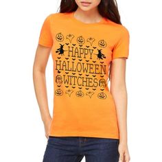 Happy Halloween Witches T-shirt in Men's, Ladies Slim-Fit and Youth sizes.Size charts are included in the listing images which you can swipe through.Ladies, please note that Ladies t-shirts are Slim-Fit t-shirts, which are considerably snugger than regular Women's t-shirts. But if you prefer looser styles I'd recommend choosing Men's/Unisex t-shirts.If you are not sure how to pick the best size pick one of your favorite fitting t-shirts and measure it's width (armpit to armpit) and length. Then Happy Halloween Witches, Orange Shirt, Halloween Witch, Pick One, Happy Halloween, Halloween Party, Slim Fit, T Shirts For Women, Tops & Tees