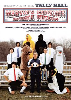 the movie poster for marvin's marvelous musical museum shows several men in costumes and one is holding a soccer ball