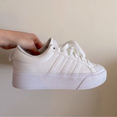 Adidas End Plastic Waste White Canvas Platform Sneakers. Us Size 9, Eu Size 41 1/2. Has A Small Mark Of Discoloration On Back, As Shown. Never Worn. Casual, Athleisure, Grunge, Streetwear, Trendy. Low-top Adidas Platform Sneakers, Adidas Low-top Platform Sneakers, Sporty Low-top Adidas Platform Sneakers, Adidas Lace-up Platform Sneakers For Streetwear, Adidas Low-top Platform Sneakers With Laces, Adidas Platform Sneakers With Laces And White Sole, Adidas High-top Platform Sneakers For Sports, White Adidas Platform Sneakers Lace-up, Adidas Lace-up Platform Sports Sneakers