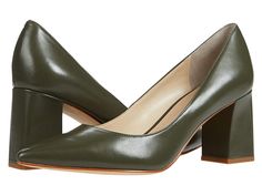 Marc Fisher LTD Zala 15 - Women's Shoes : Dark Green Leather : The Marc Fisher LTD Zala 15 pump will modernize your polished style with a pointed toe, slip-on construction, and sculpted block heel. Available in smooth leather or supple suede upper material. Please note: upper material is listed in the color name. Breathable leather lining. Lightly padded footbed provides added comfort. Leather outsole. Imported. Measurements: Heel Height: 3 in Weight: 9 oz Product measurements were taken using s Polished Style, Marc Fisher, Green Leather, Top Trends, Product Reviews, Smooth Leather, Women's Shoes, Block Heels, Dark Green