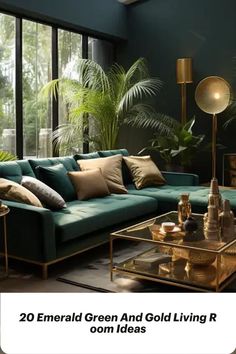 Featured image showcasing various emerald green and gold living room decor ideas Modern Green Living Room, Emerald Green Living Room, Black And Gold Living Room, Green Sofa Living, Green Couch Living Room, Dark Green Living Room, Green Sofa Living Room, Green Living Room Decor, Green Lounge