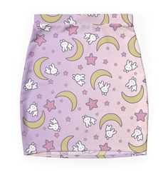 Super stretchy and durable polyester mini skirt. Vibrant, high-quality sublimation print across the front and back. Size range XXS-2XL. Usagi's classic bed pattern. Perfect for a queen size blanket (perfect square). Ombré from purple to pink, but bold designs. Fitted Kawaii Mini Skirt, Kawaii Fitted Mini Length Bottoms, Moon Bunny, Moon Fabric, Bunny Blanket, Queen Size Blanket, Sailor Moon Usagi, Classic Bed, Perfect Squares