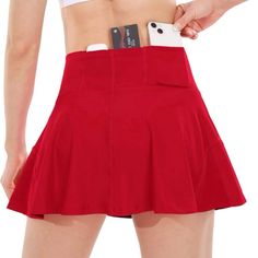 Nwot High Waist Pleated Flowy Short Tennis/Golf Skirt With Built-In Shorts And 5 Pockets, Athletic/Walking/Running Skort. New Condition. Size X-Large (12). Sexy Red. Could Be Worn For Any Activity Or Party Or Running Errands! Stretch Red Skort With Lined Skirt, Red Stretch Skort With Lined Skirt, Red Stretch Skort With Lining, Flared Skort With Pockets, Stretch Red Tennis Skirt With Lining, Red Skirted Bottoms With Pockets, Red Skort With Pockets For Spring, Red Pleated Skort Of Short Length, Casual Red Skort