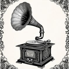 an old fashioned record player with a phonograph