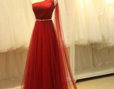 Fabric:Tulle Color:Wine Red Hemline:Floor Length Neckline:One shoulder( Custom color and size is available)Tailoring time:15-22 working days, Shipping time: 3-7 Days1. Size or Measurements:For better .. Red Dresses With Sweep Train For Banquet, Red Sweep Train Dresses For Banquets, Red Bridesmaid Evening Dress With Sweep Train, Red Sweep Train Bridesmaid Evening Dress, Fitted Red Gown For Bridesmaid, Red Tulle Formal Dress, Fitted Red Bridesmaid Gown, Formal Red Tulle Dress, Red Tulle Gown For Formal Occasions