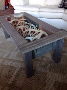 the table is made from an old coffee table