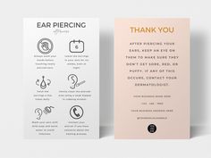 an image of a thank card for ear piercing